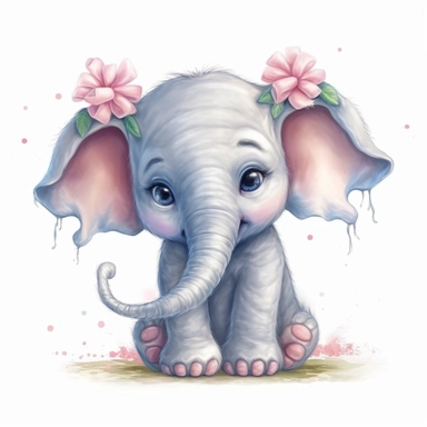 baby elephant cute clipart, elephant art, elephant clipart, elephant images, cute elephant, cute animal clipart, fantasy clipart, isolated on white background, no text, hdr, 8k