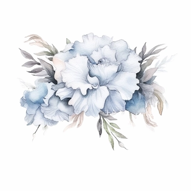 Gray Carnation Flower Crown, watercolor, clipart, white background