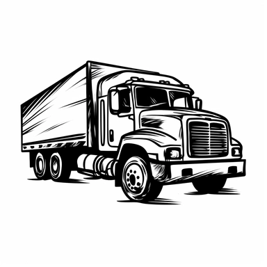 simple truck clipart, black and white