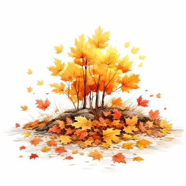 Autumn leafs in ground,illustration,clipart,whitebackground