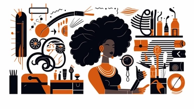 Clip Art for Black Hairdresser Beauty Salon, 2D, Vector, Flat separated on white background