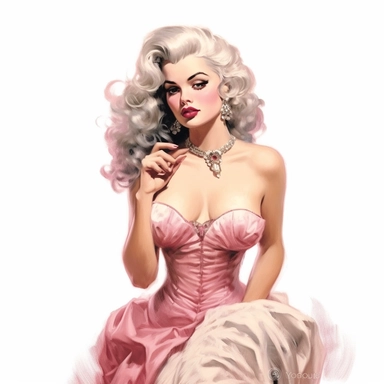 beautiful stunning pretty vintage burlesque girl, elegant corsets and jewles, paint art style, clipart, white background, superrealistic, one of a kind