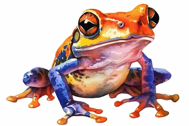Watercolor, African Tree Toad Amphibian, clipart, hd, on a white background, spaced out