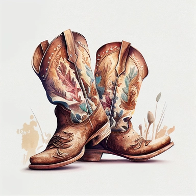Cowgirl boots, Cowgirl clipart, Wild west, Western, Country girl, Cowboy boots, Watercolor, photorealistic. 4k, vector