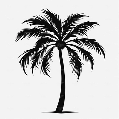 flat palm clipart black on white background