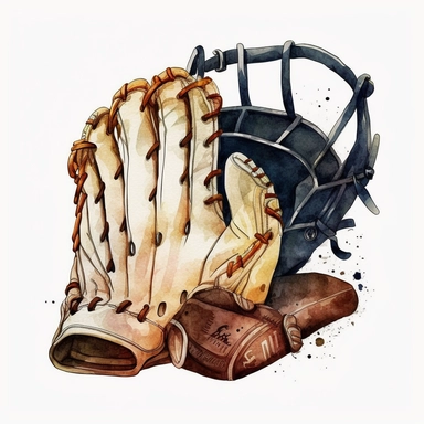 baseball gloves , baseball Clipart, isolated on white background, watercolor