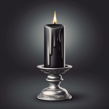 Vector realistic clip art black candle on silver candlestick