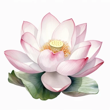 lotus flower, watercolor, clipart, white background