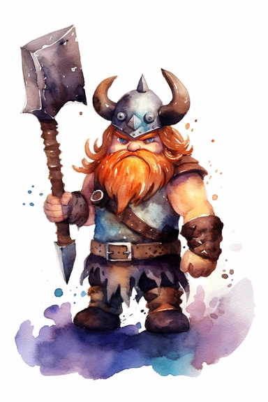 barbarian watercolor clipart cute isolated on white background