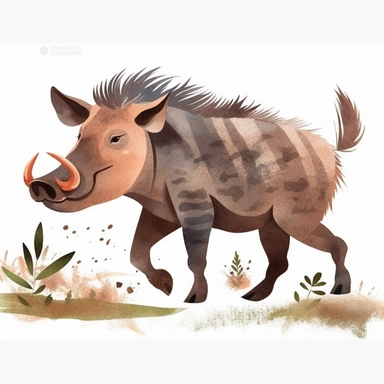 simplified warthog clipart, simple shapes, no lines, no outlines, clipart most popular on etsy, featured on dribble, cartoon animals clipart, minimalist, computer vector graphic design clip art, watercolor illustration clipart, watercolour clipart, watercolor illustration for kids and children, book illustration, print on demand image, PNG transparent background