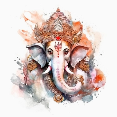 realistic watercolor ganesh clipart illustration