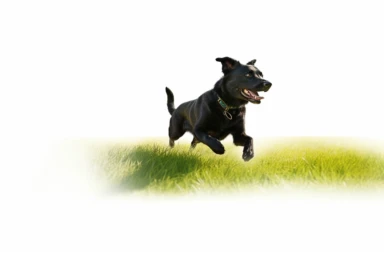 A dog running off-leash through a field or park clipart, hd, on white background, spaced out