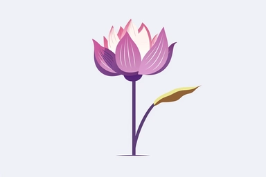 flat vector clipart of a one lotus flower, side view, pastel violet color, on white background, 4k uhd