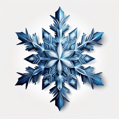 a logo design of a dark solid blue digital clipart style snowflake with frost crystals or ice crystals with a solid white background that is high resolution featuring intricate details, intricate, precisionist lines and shapes, imitated material, minimalist illustrator art style