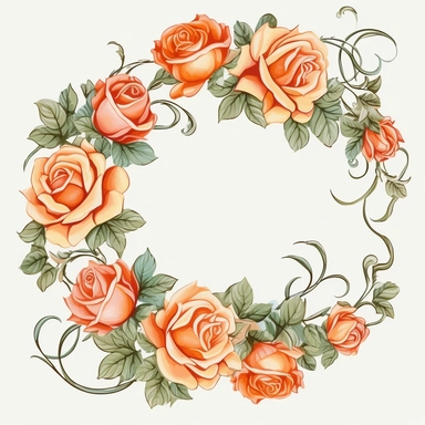 Rose Border Clipart: A decorative border made of roses, great for framing text or images in invitations, cards, or certificates, pastel color