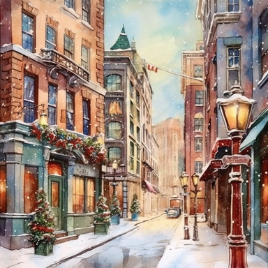 New York Christmas street, Ornamental watercolor, clipart, I can't believe how beautiful this is