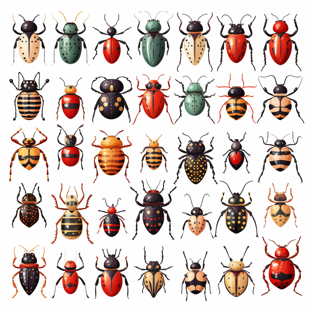 Bugs Set Closeup Isolated on White Background. Design Template, Clipart ...