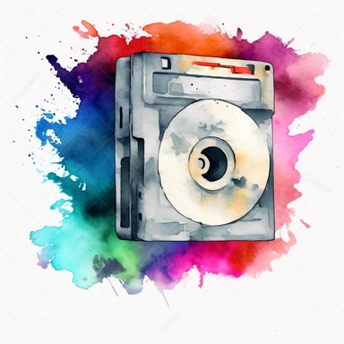 watercolor floppy disk clipart white background