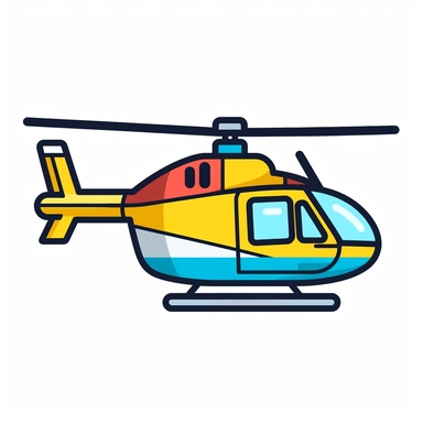 helicopter, side view, kids icon, simple, clipart