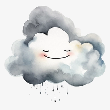 clipart, watercolor, cute, happy, simple, minimalist, fog