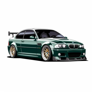 Bmw e46 clipart dark green white background
