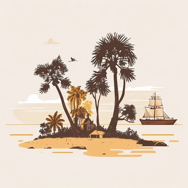 flat minimalistic clip art of Treasure Island, Florida, no text, 3 colors