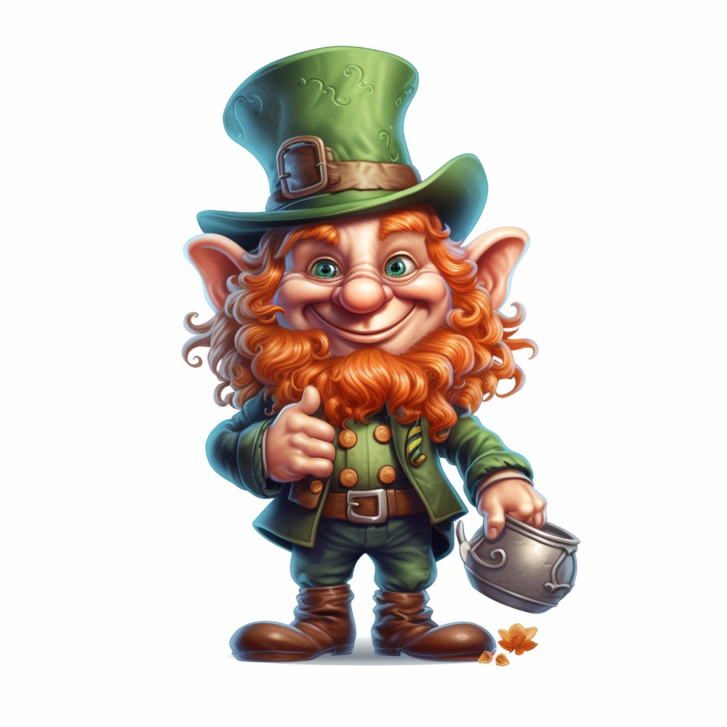 cute fantasy leprechaun, clipart, white background, no text, no caption ...