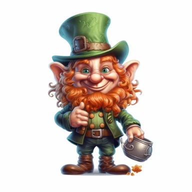 cute fantasy leprechaun, clipart, white background, no text, no caption
