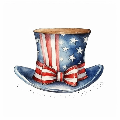 watercolor illustration, cute 1st of July clipart, high resolution, detailed doodle, white background, detailed clipart USA
