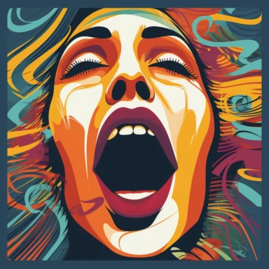 clipart-style image of a person twisting their tongue with language tongue twisters written around them c:90