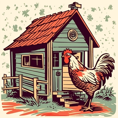 vector style clipart of a retro chicken coop from a barnyard