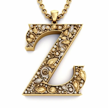 clipart necklace with gold chain, Capital letter Z, white background