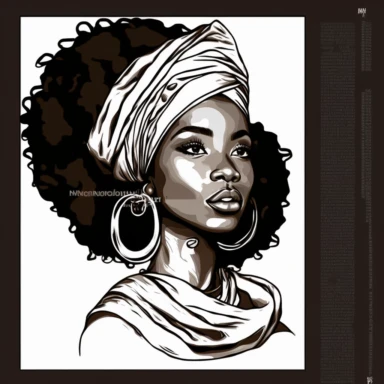 clipart, vector, nubian queen, head wrap scarf, hand drawn