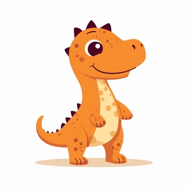 a minimalist kids dinosaur orange clipart cartoon white background
