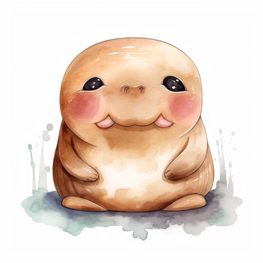 watercolor adorable kawaii baby walrus character kawaii, isolated, kawaii,digital art,detailed, concept,art,8k,hd,on white background,clipart
