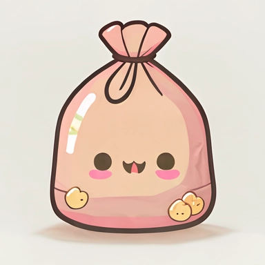 cute clipart money bag, kawaii