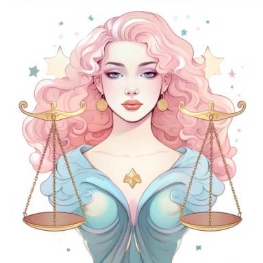 libra zodiac woman clipart, close up, pastel colors, vector, white background, no text