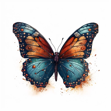 butterfly illustration, detailed, vivid color, beautiful, clipart, isolated on white background, magical, mystical