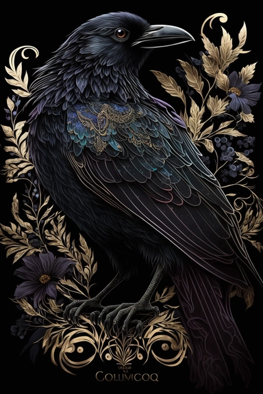 <https://s.mj.run/9tV4APT6Ydk> macro shot, haute couture dolce & gabbana illustration clipart of gothic black crow bird, gothic background,