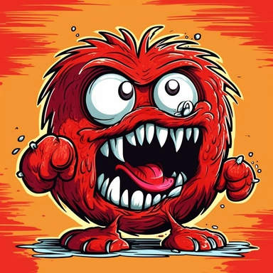 cute red angry monster clipart, in the style of vivid comic book artist, colorful, highly detailed illustrations, dc comics, thomas cole, simplistic cartoon