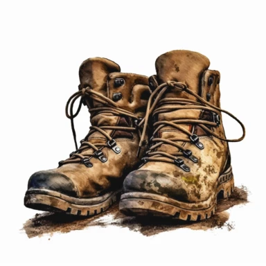 realistic hiking boots mud clipart