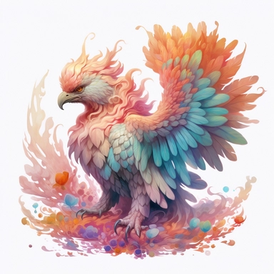 Griffin, clipart, intense white and deep pastel colors, dnd, watercolor, no background, isolated on a white background, self contained, well defined edges, by amy sol and magali villeneuve and susan bourdet and ross tran, spaced out, glowy, intricate, 8k