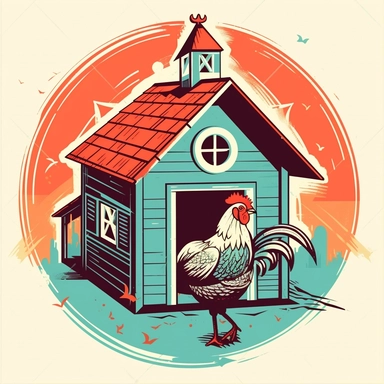 vector style clipart of a retro chicken coop