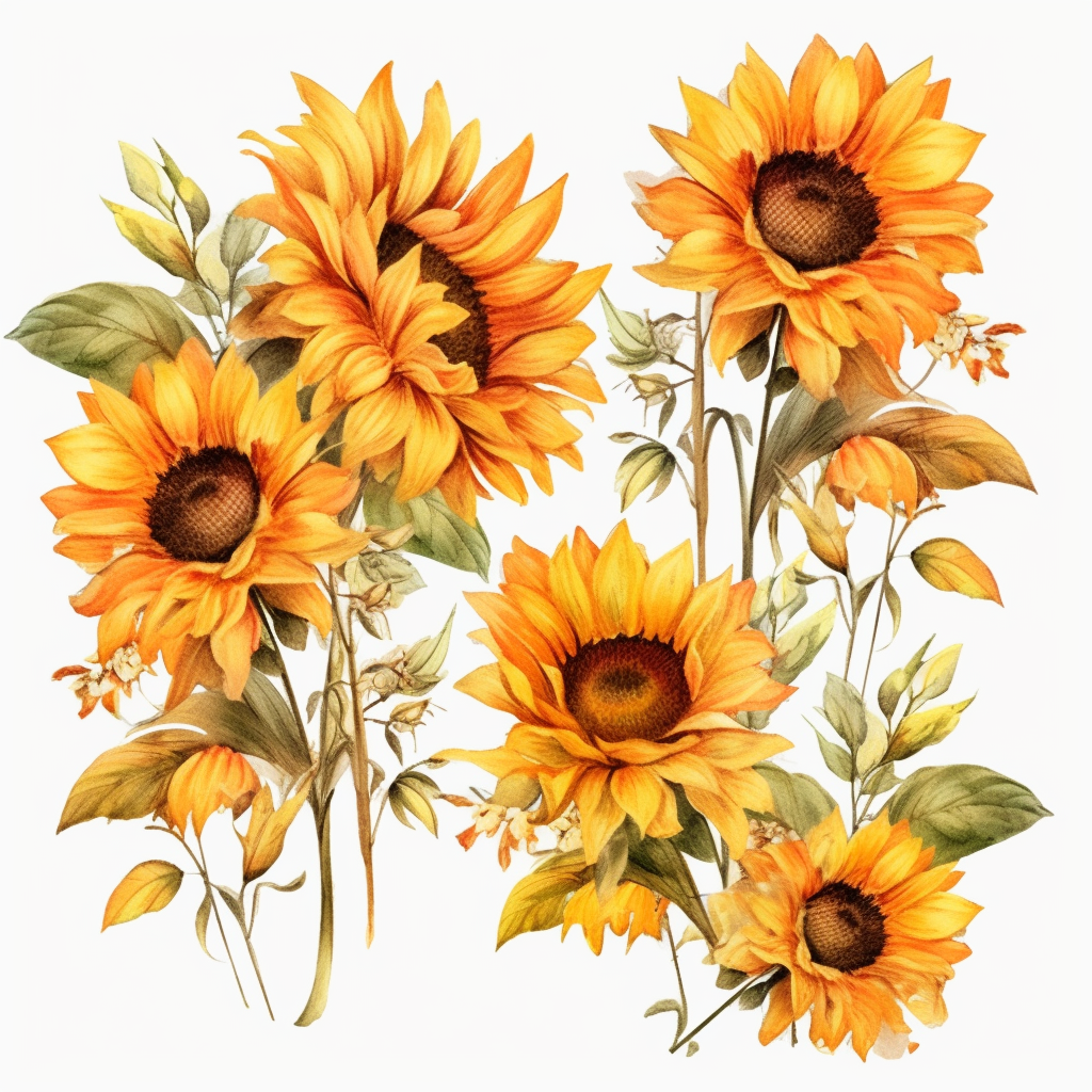 watercolor sunflowers clipart, fall sunflower floral bouquets - Clip ...