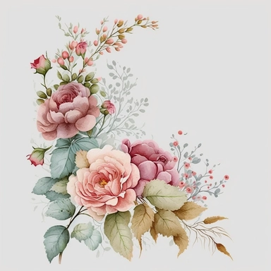pink flowers watercolor illustration, handpainting, Greeting card Birthday Flowers Wish Rose, Hand-painted flowers transparent background PNG clipart, attention to detail,high quality, extremely detailed v 4, style of korean painter sunga park, png on white background, 8k