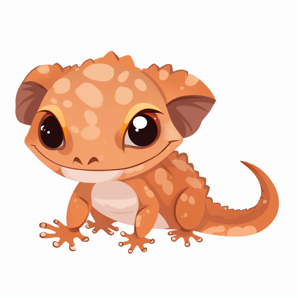 cute animated crested gecko isolated on solid white background clipart ...