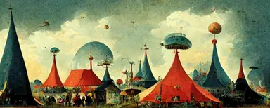sharpen A fascinating amusement park, Clipart, by Hieronymus Bosch, Outrun
