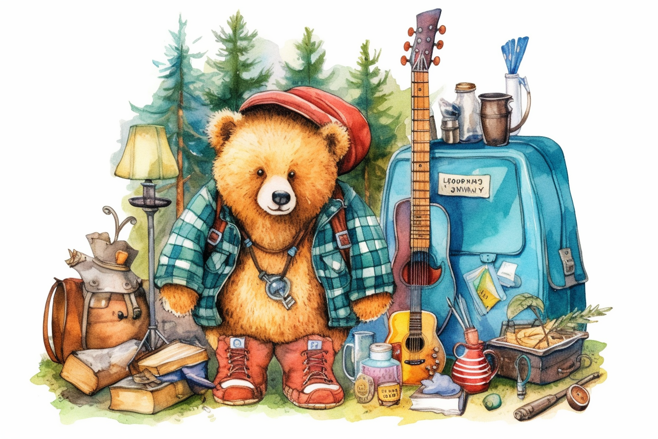 camping bear cliparts