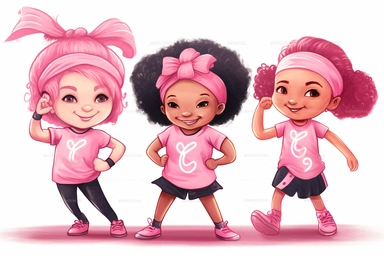 Cheer for the Cure, clipart, white background, cartoon ,