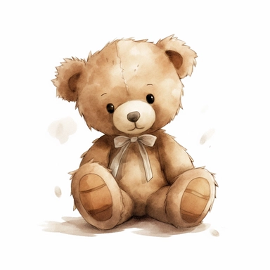 Single Boho teddy bear clipart for a nursery, light brown tone for a boy, solid white background
